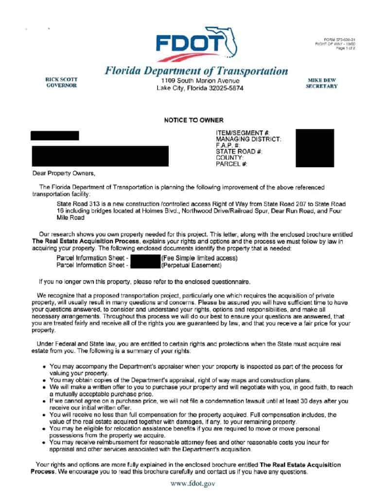 Eminent Domain Attorney Lawyer St. Augustine St. Johns Ponte Vedra Palm Coast