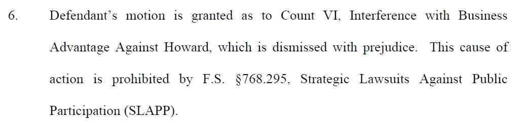 Anti-SLAPP Order Dismissing Lawsuit